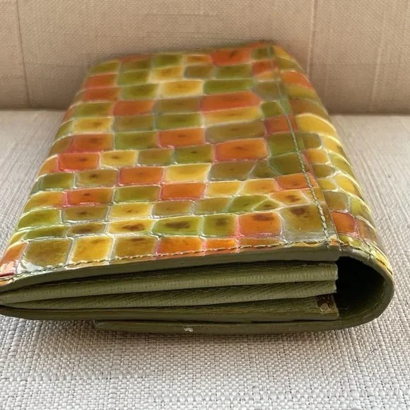 Cocco Fiore Women Clutch Wallet Multi Color Patent Leather Card Holder Purse - Picture 4 of 12